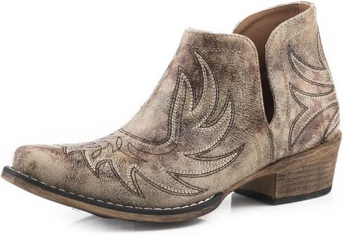ROPER Womens Ava Embroidered Snip Toe Casual Boots Ankle Low Heel 1-2" - Black - Size 6.5 M in Saudi Arabia