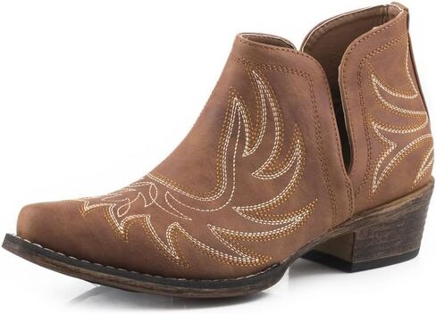 ROPER Womens Ava Embroidered Snip Toe Casual Boots Ankle Low Heel 1-2" - Black - Size 6.5 M in Saudi Arabia