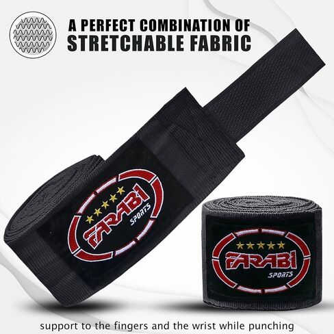 Farabi Kids Boxing Hand Wraps 2.5 متر جونيور يدوي يلف ملاكمة يدوية ملاكمة Muay تايلان in Kuwait