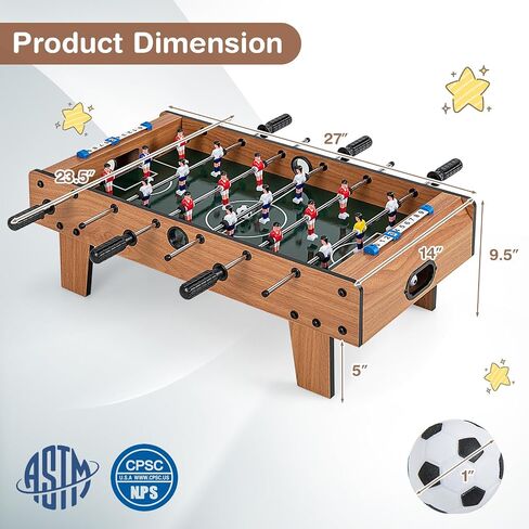 Giantex Foosball Table ، 27 بوصة لعبة كرة قدم صغيرة مع كرة قدم ، وحراس النتيجة ، و Wood Soccer Table Top for Kids ، و Family Night ، و Game Rooms in Kuwait