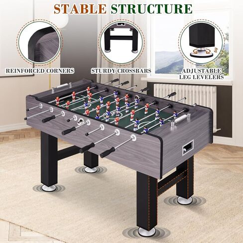 58 Inch Foosball Table Adult Size, Full Size Soccer Game Table with 2 Balls, Leg Levelers & Heavy-Duty Legs, Durable Arcade Football Table for Game Room, Home, Office, Party in Kuwait