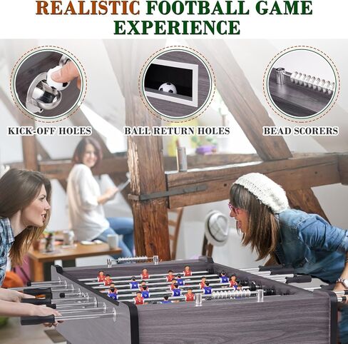 58 Inch Foosball Table Adult Size, Full Size Soccer Game Table with 2 Balls, Leg Levelers & Heavy-Duty Legs, Durable Arcade Football Table for Game Room, Home, Office, Party in Kuwait