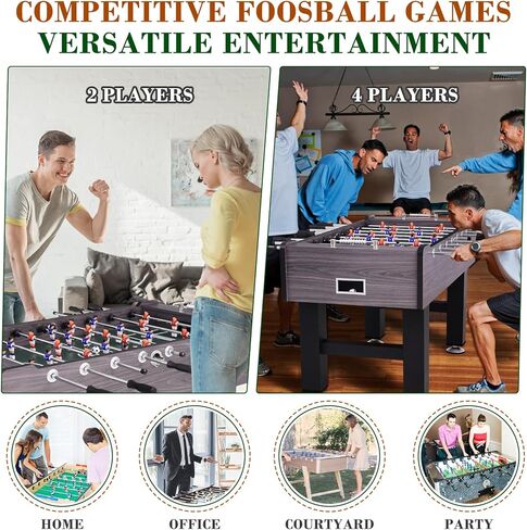 58 Inch Foosball Table Adult Size, Full Size Soccer Game Table with 2 Balls, Leg Levelers & Heavy-Duty Legs, Durable Arcade Football Table for Game Room, Home, Office, Party in Kuwait