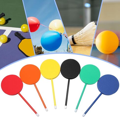 6 PCS Foam Paddles Paddleball Gracket مجموعة معدات للأطفال الابتدائية للمدرسة الابتدائية كرة الريشة المجاذيف بارك بارك بيتش بارك التدريب 6 ألوان ، 12 " in Saudi Arabia