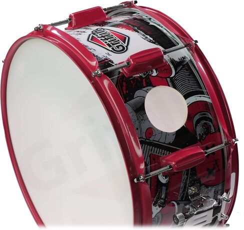 GRIFFIN 14" x 6.5" Birch Wood Snare Drum (Limited Edition) – Large 2.5" Vents, Red Hardware, Graphic Wrap – with Drum Key & 8 Metal Lugs in Saudi Arabia