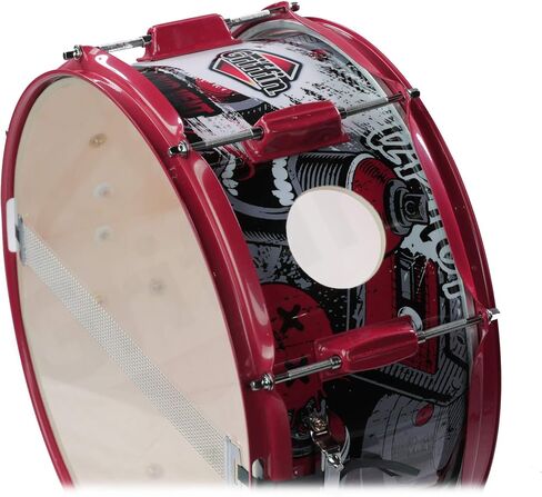 GRIFFIN 14" x 6.5" Birch Wood Snare Drum (Limited Edition) – Large 2.5" Vents, Red Hardware, Graphic Wrap – with Drum Key & 8 Metal Lugs in Saudi Arabia
