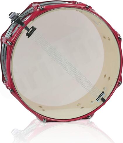 GRIFFIN 14" x 6.5" Birch Wood Snare Drum (Limited Edition) – Large 2.5" Vents, Red Hardware, Graphic Wrap – with Drum Key & 8 Metal Lugs in Saudi Arabia