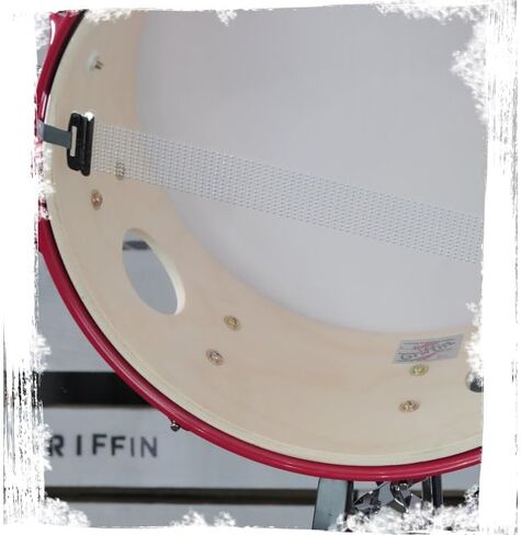 GRIFFIN 14" x 6.5" Birch Wood Snare Drum (Limited Edition) – Large 2.5" Vents, Red Hardware, Graphic Wrap – with Drum Key & 8 Metal Lugs in Saudi Arabia