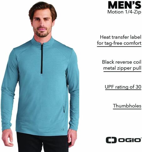 Ogio للجنسين Motion Quarter Zip | الرطوبة الفطرية تمرين أعلى للرجال والنساء ، ألواح الأكمام الطويلة الرياضية in Saudi Arabia