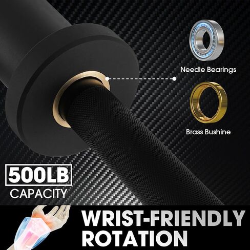 Mikolo 7ft Olympic Barbell, Barbell for Weightlifting and Powerlifting 45lb, Olympic Bar for 1500lbs Capacity, Weight Bar Fit 2" Standard Weights in Kuwait