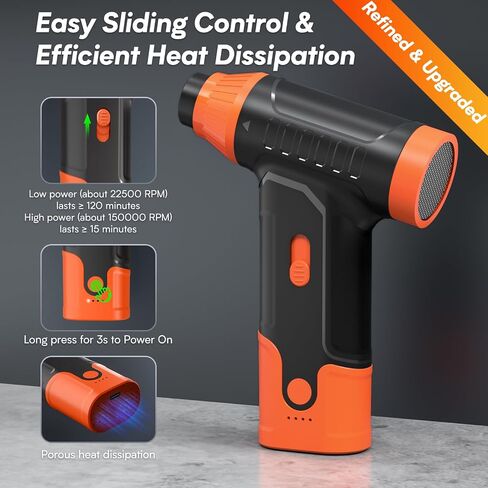 Duster Air Air Compressed - ALECTION AIR DUTER للكمبيوتر الشخصي ، فراغ مصغر قابل لإعادة الشحن 150،000 دورة في الدقيقة من اللاسلكي لتنظيف لوحات المفاتيح وأجهزة الكمبيوتر والسيارات (الأزرق) in Kuwait