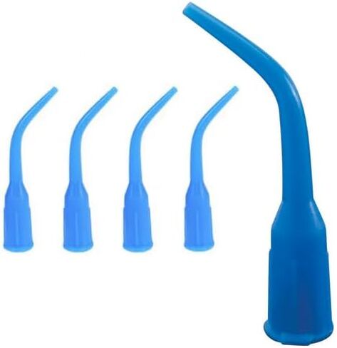 100/Pk Dental Plastic BluEze Applicator Curved Tip Blunt-End Luer-Lock Delivery Tips Disposable, 23Ga. 20mm, Blue in Saudi Arabia