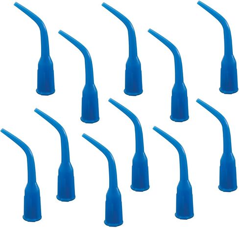 100/Pk Dental Plastic BluEze Applicator Curved Tip Blunt-End Luer-Lock Delivery Tips Disposable, 23Ga. 20mm, Blue in Saudi Arabia