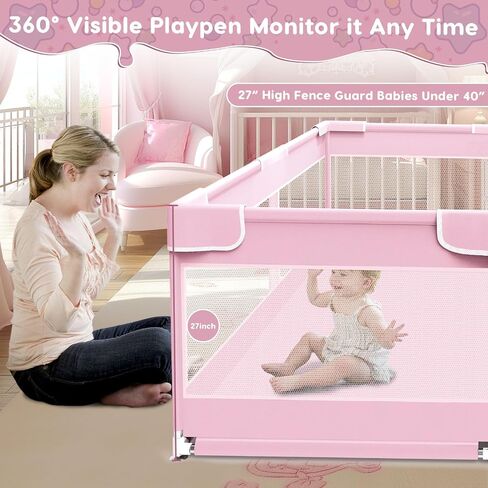 Baby Playpen Baby Play Pen 50 x 50 inch, Playard for Babies and Toddlers, Play Pens for Indoor & Outdoor, Sturdy Safety Play Yard with Soft Breathable Mesh, Anti-Fall, Grey in Saudi Arabia