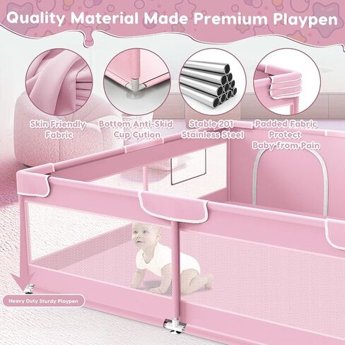 Baby Playpen Baby Play Pen 50 x 50 inch, Playard for Babies and Toddlers, Play Pens for Indoor & Outdoor, Sturdy Safety Play Yard with Soft Breathable Mesh, Anti-Fall, Grey in Saudi Arabia