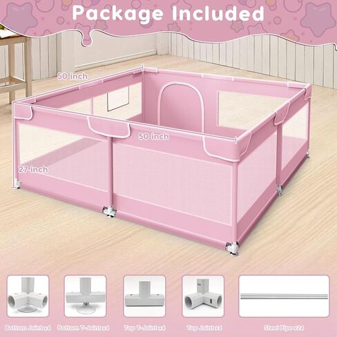 Baby Playpen Baby Play Pen 50 x 50 inch, Playard for Babies and Toddlers, Play Pens for Indoor & Outdoor, Sturdy Safety Play Yard with Soft Breathable Mesh, Anti-Fall, Grey in Saudi Arabia