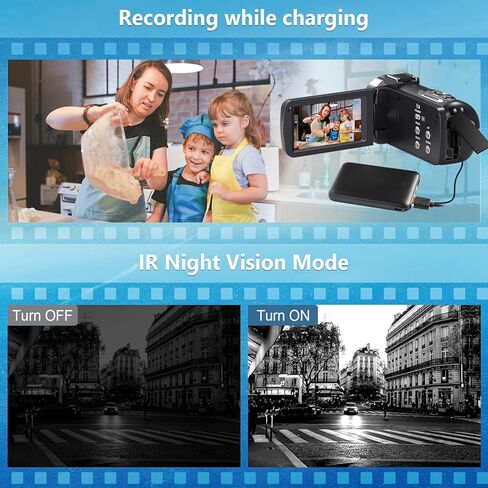 4K Camcorder Video Camera Ultra 48MP Vlogging Camera for YouTube 18X Digital Zoom Camcorder Recorder 3.0" LCD Touch Screen IR Night Vision with Remote Control, 32GB SD Card, 2 Batteries in Saudi Arabia