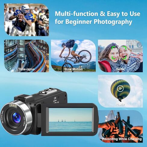 4K Camcorder Video Camera Ultra 48MP Vlogging Camera for YouTube 18X Digital Zoom Camcorder Recorder 3.0" LCD Touch Screen IR Night Vision with Remote Control, 32GB SD Card, 2 Batteries in Saudi Arabia