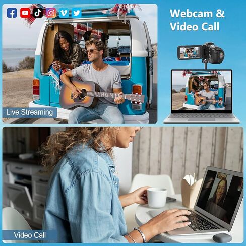 4K Camcorder Video Camera Ultra 48MP Vlogging Camera for YouTube 18X Digital Zoom Camcorder Recorder 3.0" LCD Touch Screen IR Night Vision with Remote Control, 32GB SD Card, 2 Batteries in Saudi Arabia