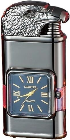 Metal Windproof Butane Lighter, Dual Flame Lighter, Direct Injection Switching Open Flame, Adjustable Gas Lighter, Jet Gas Butane Lighter Candle, Camping (Gas not Included)(Gray g) in Saudi Arabia
