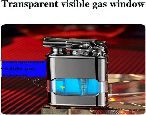 Metal Windproof Butane Lighter, Dual Flame Lighter, Direct Injection Switching Open Flame, Adjustable Gas Lighter, Jet Gas Butane Lighter Candle, Camping (Gas not Included)(Gray g) in Saudi Arabia