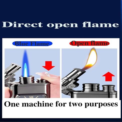 Metal Windproof Butane Lighter, Dual Flame Lighter, Direct Injection Switching Open Flame, Adjustable Gas Lighter, Jet Gas Butane Lighter Candle, Camping (Gas not Included)(Gray g) in Saudi Arabia