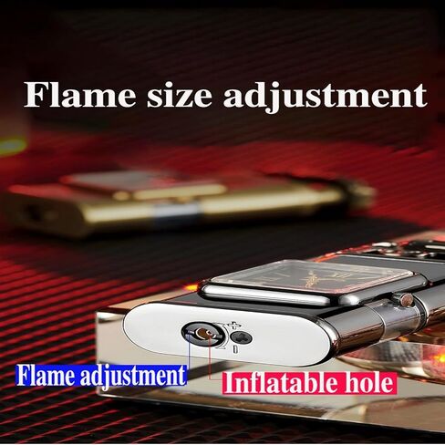 Metal Windproof Butane Lighter, Dual Flame Lighter, Direct Injection Switching Open Flame, Adjustable Gas Lighter, Jet Gas Butane Lighter Candle, Camping (Gas not Included)(Gray g) in Saudi Arabia