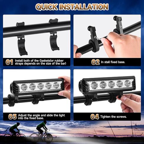 2800 Lumens 5-LED BIKE LIGHT | USB القابلة لإعادة الشحن | 180 ° Beam Beam Wide Mountain/City Cycling Cycling Cycling | IPX4 مقاوم للماء | 5 أوضاع ليلية ركوب السلامة in Kuwait