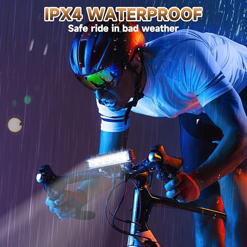 2800 Lumens 5-LED BIKE LIGHT | USB القابلة لإعادة الشحن | 180 ° Beam Beam Wide Mountain/City Cycling Cycling Cycling | IPX4 مقاوم للماء | 5 أوضاع ليلية ركوب السلامة in Kuwait