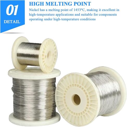 5 Meters Ni Metal Wire Diameter 0.35-0.45Mm, Pure Nickel Wire Raw Materials Suitable for Industrial Manufacturing Scientific(Diameter 0.45mm) in Kuwait