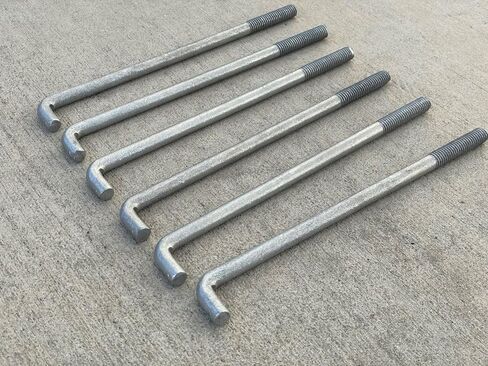 Sandbaggy 1/2 "× 10" مرساة خرسانية ملولبة L -bolts (المكسرات والغسالات المشمولة) - حار غطس مغطس - صفيحة عتبة ، صفيحة قاعدة ، البناء ، الخشب ، مرساة الأسمنت ، J الترباس (50 ، 1/2 "× 10") in Kuwait