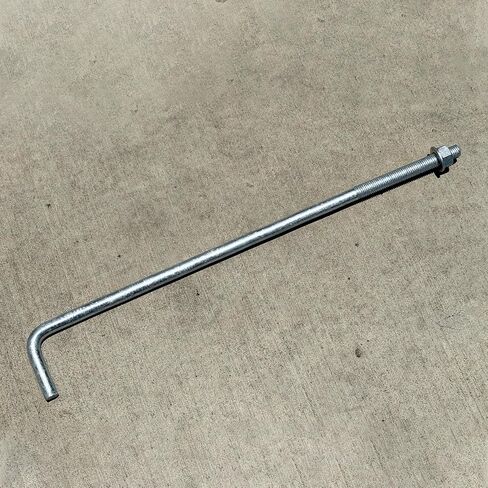 Sandbaggy 3/4" x 24" Threaded Concrete Anchor L-Bolts (Nuts & Washers Included) - Hot Dipped Galvanized - Sill Plate, Base Plate, Masonry, Wood, Cement Anchors, J Bolt (20, 3/4" x 24") in Saudi Arabia