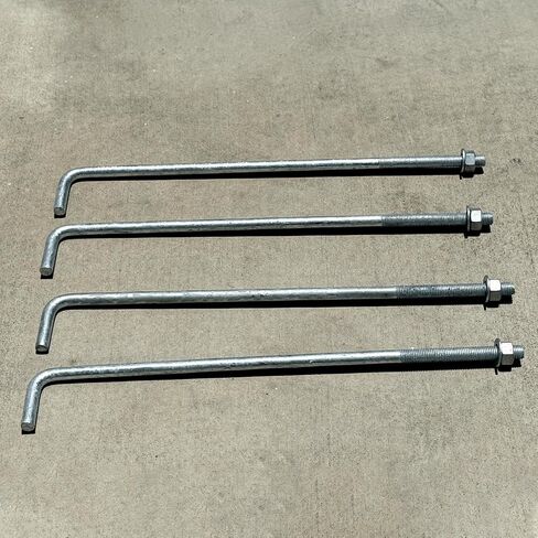 Sandbaggy 3/4" x 24" Threaded Concrete Anchor L-Bolts (Nuts & Washers Included) - Hot Dipped Galvanized - Sill Plate, Base Plate, Masonry, Wood, Cement Anchors, J Bolt (20, 3/4" x 24") in Saudi Arabia