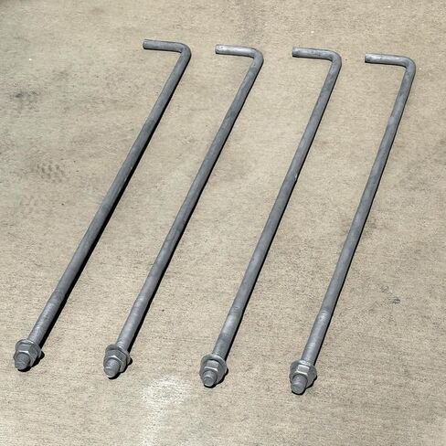 Sandbaggy 3/4" x 36" Threaded Concrete Anchor L-Bolts (Nuts & Washers Included) - Hot Dipped Galvanized - Sill Plate, Base Plate, Masonry, Wood, Cement Anchors, J Bolt (5, 3/4" x 36") in Saudi Arabia