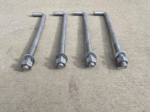 Sandbaggy 3/4" x 12" Threaded Concrete Anchor L-Bolts (Nuts & Washers Included) - Hot Dipped Galvanized - Sill Plate, Base Plate, Masonry, Wood, Cement Anchors, J Bolt (10, 3/4" x 12") in Saudi Arabia