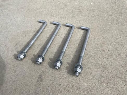 Sandbaggy 3/4" x 12" Threaded Concrete Anchor L-Bolts (Nuts & Washers Included) - Hot Dipped Galvanized - Sill Plate, Base Plate, Masonry, Wood, Cement Anchors, J Bolt (10, 3/4" x 12") in Saudi Arabia