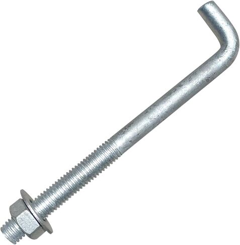 Sandbaggy 5/8" X 8" Threaded Concrete Anchor L-Bolts (Nuts & Washers Included) - Hot Dipped Galvanized - Sill Plate, Base Plate, Masonry, Wood, Cement Anchors, J Bolt (20, 5/8" x 8") in Saudi Arabia