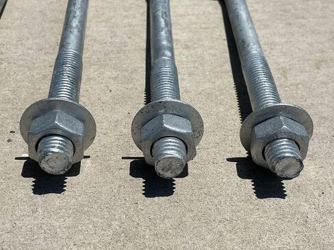 Sandbaggy 5/8" X 8" Threaded Concrete Anchor L-Bolts (Nuts & Washers Included) - Hot Dipped Galvanized - Sill Plate, Base Plate, Masonry, Wood, Cement Anchors, J Bolt (20, 5/8" x 8") in Saudi Arabia