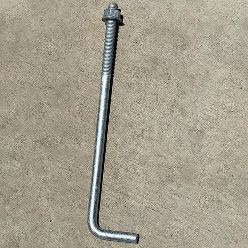 Sandbaggy 3/4" x 16" Threaded Concrete Anchor L-Bolts (Nuts & Washers Included) - Hot Dipped Galvanized - Sill Plate, Base Plate, Masonry, Wood, Cement Anchors, J Bolt (5, 3/4" x 16") in Saudi Arabia