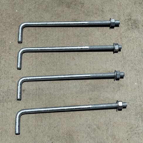 Sandbaggy 3/4" x 16" Threaded Concrete Anchor L-Bolts (Nuts & Washers Included) - Hot Dipped Galvanized - Sill Plate, Base Plate, Masonry, Wood, Cement Anchors, J Bolt (5, 3/4" x 16") in Saudi Arabia