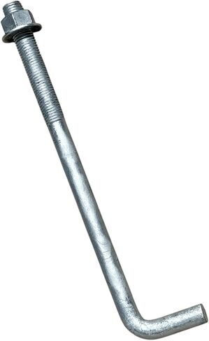 Sandbaggy 1" x 16" Threaded Concrete Anchor L-Bolts (Nuts & Washers Included) - Hot Dipped Galvanized - Sill Plate, Base Plate, Masonry, Wood, Cement Anchors, J Bolt (5, 1" x 16") in Saudi Arabia