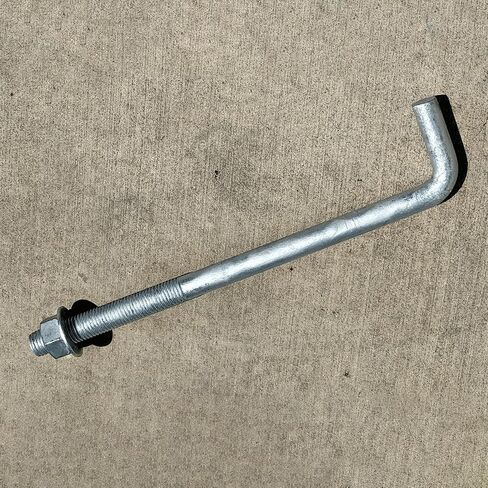 Sandbaggy 1" x 16" Threaded Concrete Anchor L-Bolts (Nuts & Washers Included) - Hot Dipped Galvanized - Sill Plate, Base Plate, Masonry, Wood, Cement Anchors, J Bolt (5, 1" x 16") in Saudi Arabia