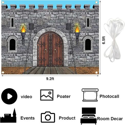 Tranqun Medieval Party Decorations Castle Backdrop Knight Wall Backdrop Keepers of The Castle Decorations for Medieval Themed Party Supplies(Castle Walls,7 x 5 ft) in Saudi Arabia
