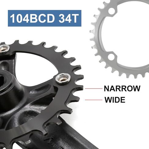 170 MM Mountain Bike Crank Set, Robust Single Speed Crank Kit with 104BCD 32 34 36 38 40 42T Round, Replacement for E-Bike Commuter Bike Mountain Bike in Saudi Arabia