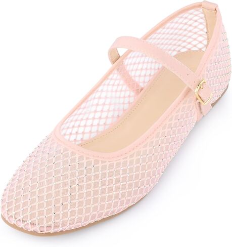 Perphy Rhinestone Breathable Mesh Ballet Flats Pumps for Women in Saudi Arabia