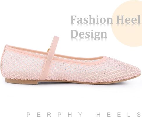 Perphy Rhinestone Breathable Mesh Ballet Flats Pumps for Women in Saudi Arabia
