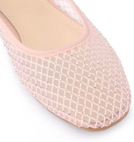 Perphy Rhinestone Breathable Mesh Ballet Flats Pumps for Women in Saudi Arabia