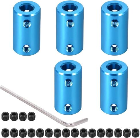 5PCS Rigid Coupling Set Screws, Shaft Coupler Connector Aluminum Alloy Shaft Joint with Screw & Wrench for for 3D Printer,DIY Robots, CNC Machine,Motor Accessories (8mm to 8mm) in Kuwait