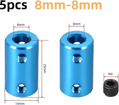 5PCS Rigid Coupling Set Screws, Shaft Coupler Connector Aluminum Alloy Shaft Joint with Screw & Wrench for for 3D Printer,DIY Robots, CNC Machine,Motor Accessories (8mm to 8mm) in Kuwait