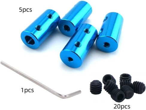 5PCS Rigid Coupling Set Screws, Shaft Coupler Connector Aluminum Alloy Shaft Joint with Screw & Wrench for for 3D Printer,DIY Robots, CNC Machine,Motor Accessories (8mm to 8mm) in Kuwait